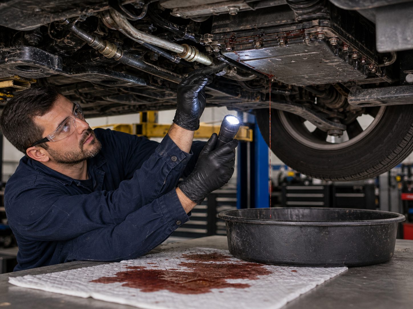 Buffalo Grove transmission warning sign and fluid leak inspection