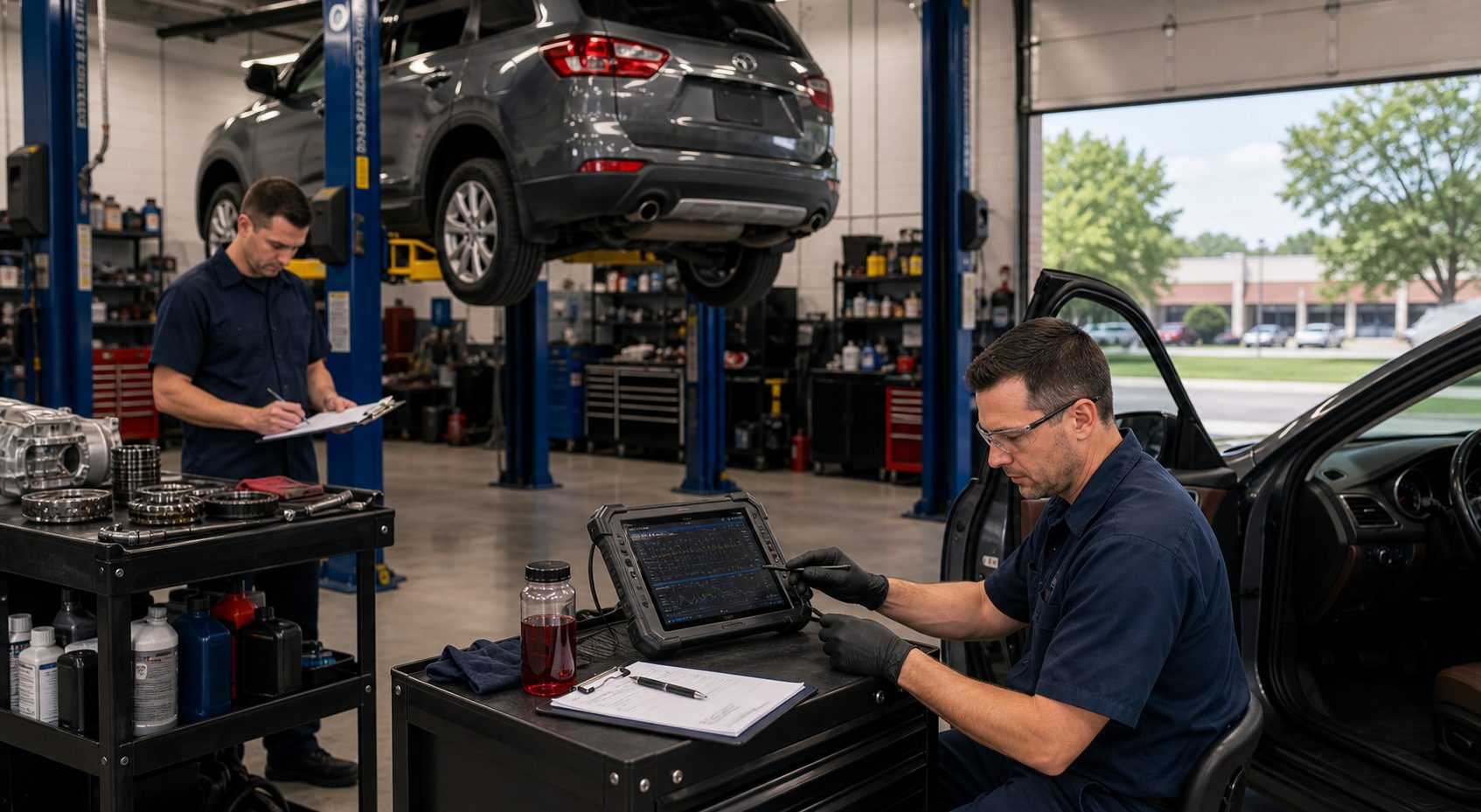 Large diagnostic bay photo for Arlington Heights and northwest suburbs transmission repair
