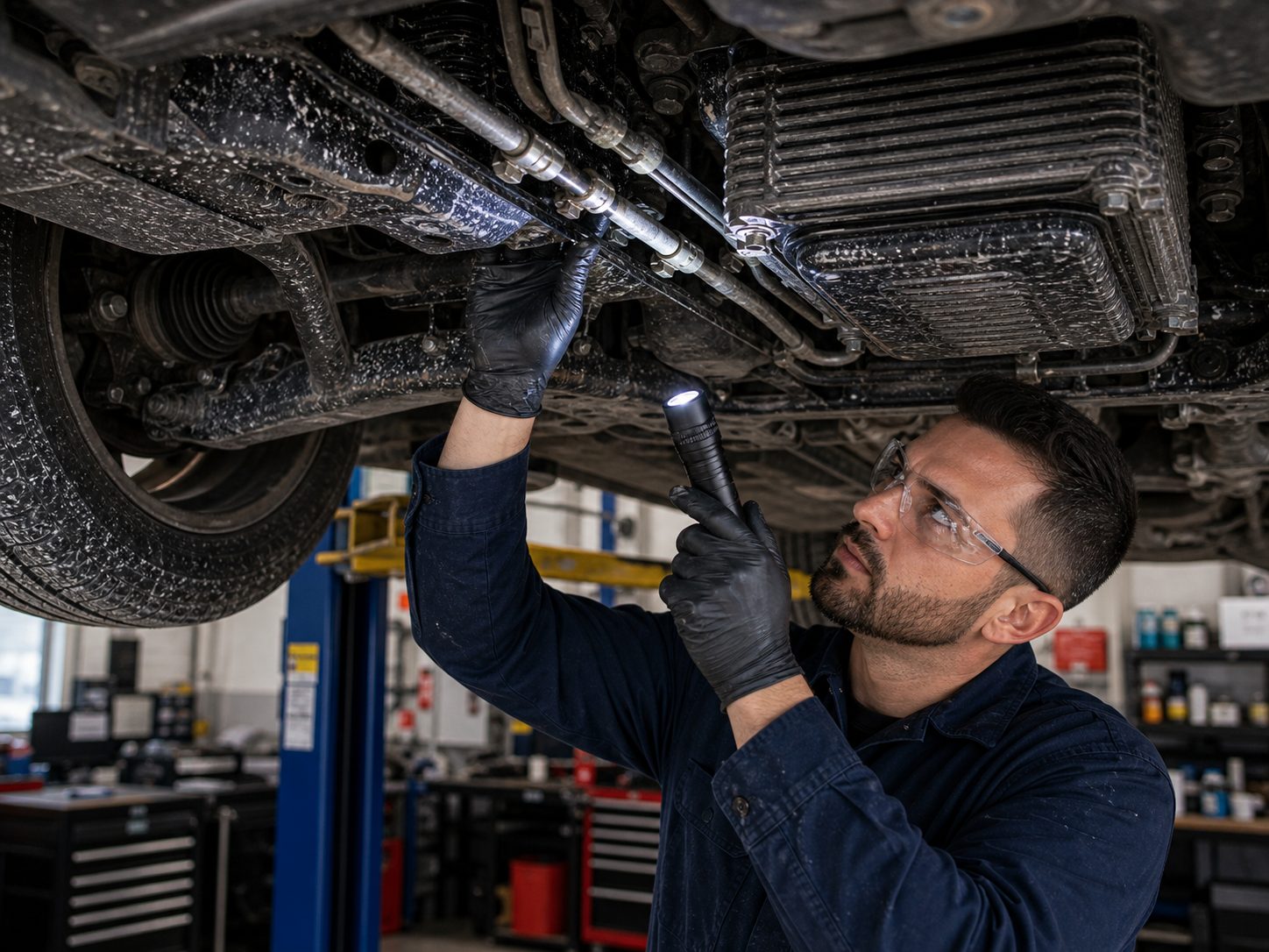 Transmission cooler line and axle seal inspection for Inverness vehicles