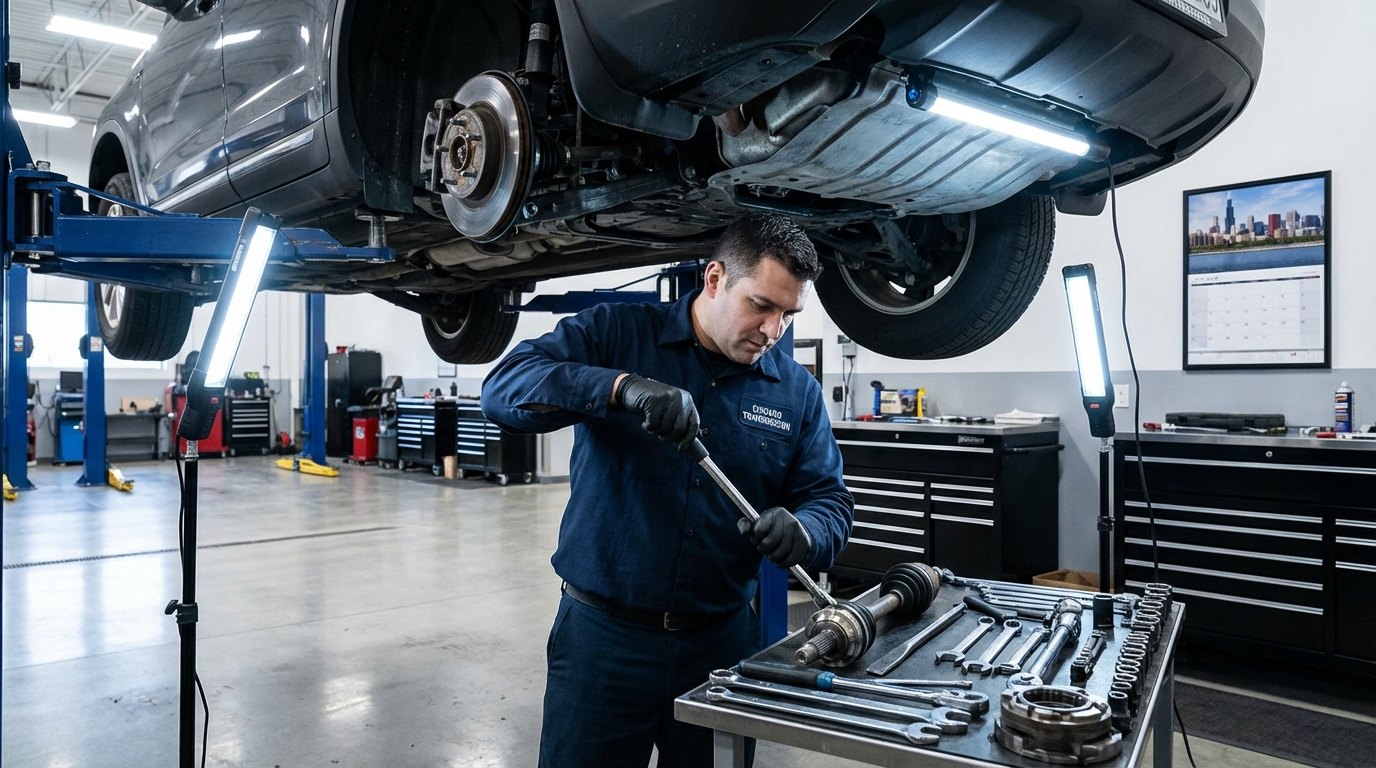 Cadillac underbody driveline and transmission leak inspection for Cadillac ATS repair plan