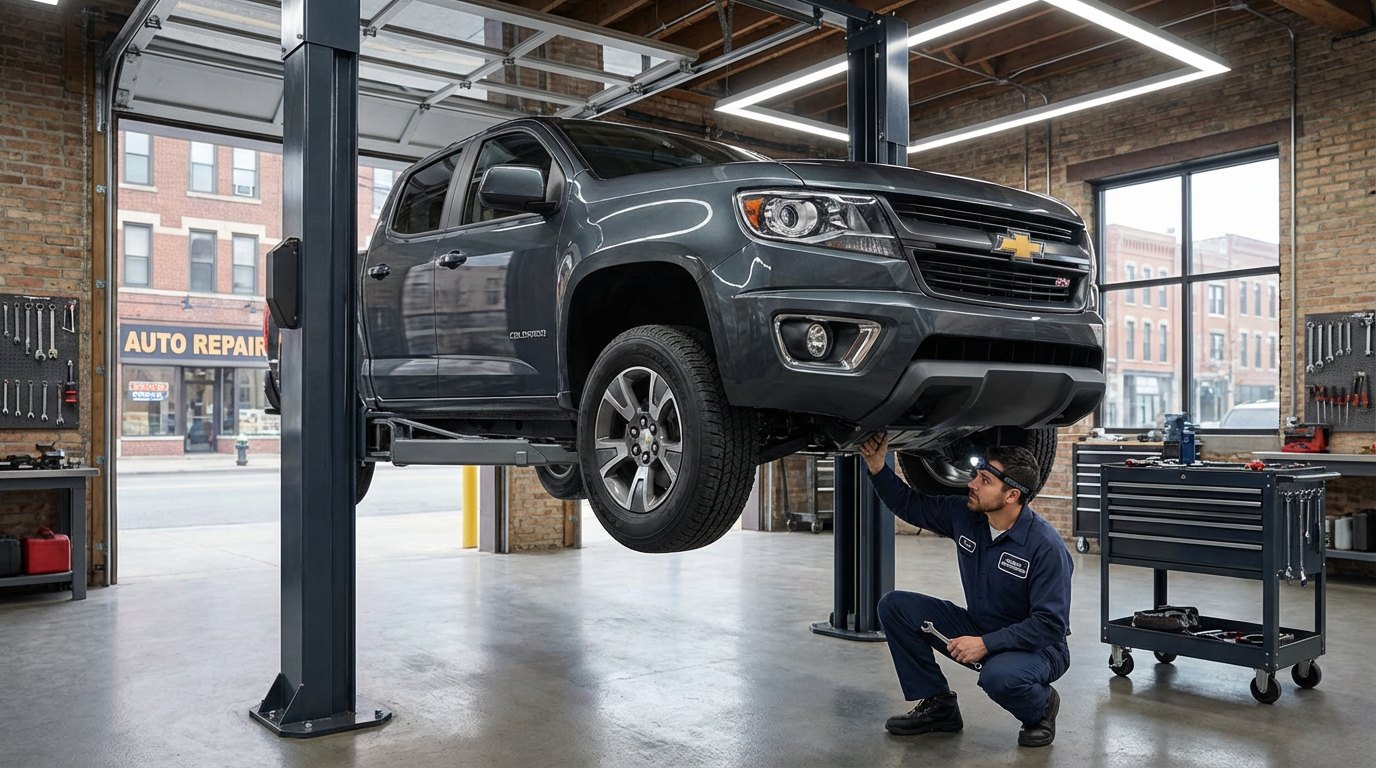 Chevrolet truck transmission and underbody inspection for Chevrolet Tahoe transmission repair in Arlington Heights