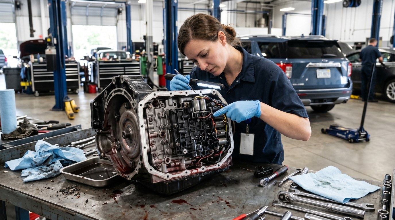 Ford 6F35 case inspection for SUV and car transmission symptoms