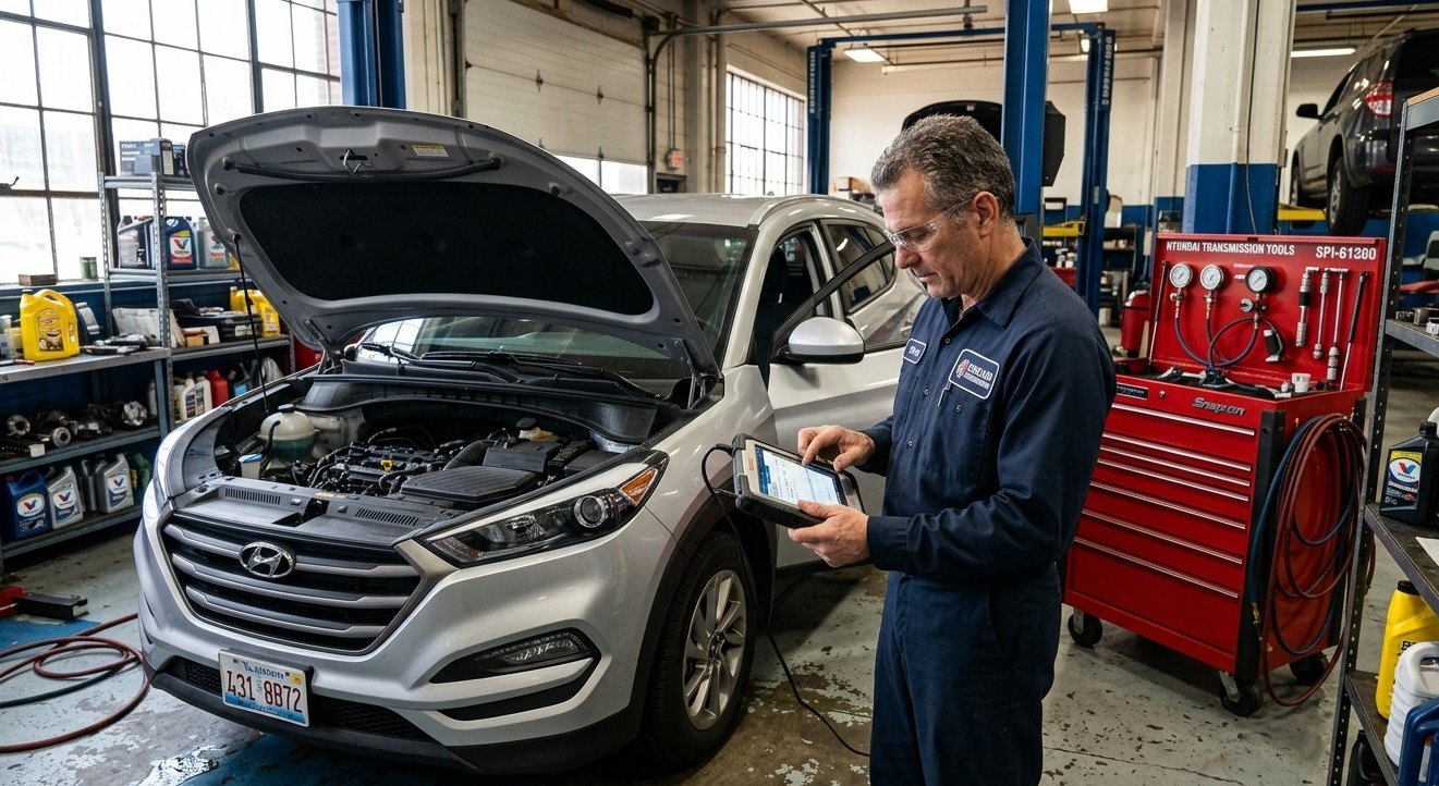 Hyundai Santa Fe transmission and AWD inspection for Hyundai Santa Fe transmission repair in Arlington Heights