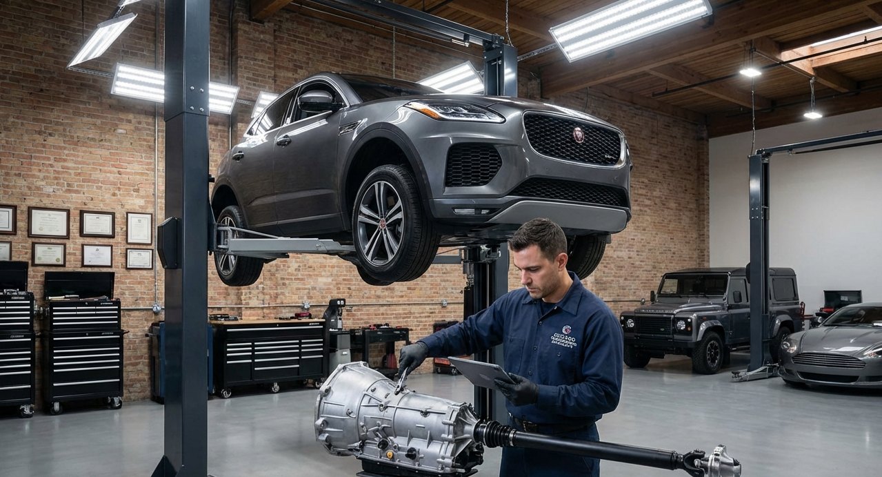 Jaguar SUV transmission and AWD shop inspection for Jaguar F-Pace warning signs