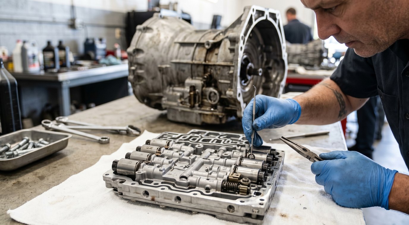European automatic conductor plate and valve body inspection for Jaguar F-Type repair planning