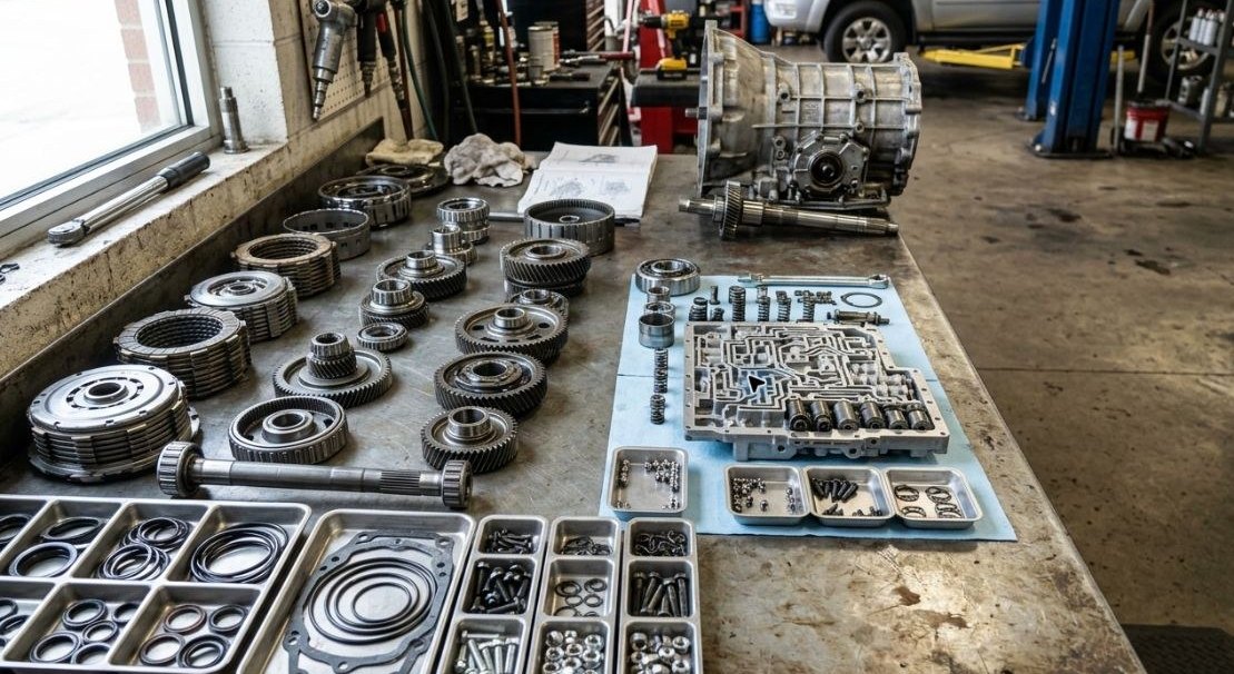 Jeep NAG1 rebuild bench parts inspection for Jeep Grand Cherokee repair plan
