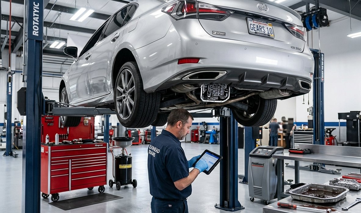 Range Rover ZF automatic, 4x4 driveline, converter, mechatronic, and terrain-response diagnosis Range Rover ZF transmission and 4x4 inspection for Range Rover transmission repair in Arlington Heights