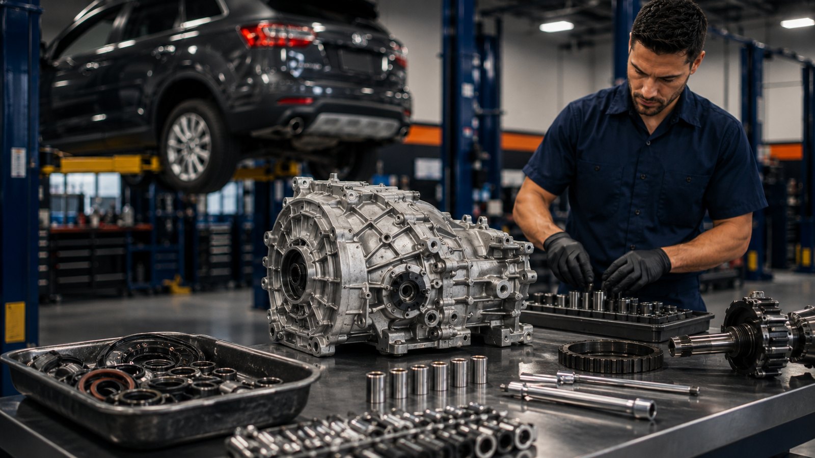 Metris diagnostic bench and transmission bay for Mercedes-Benz Metris transmission repair in Arlington Heights