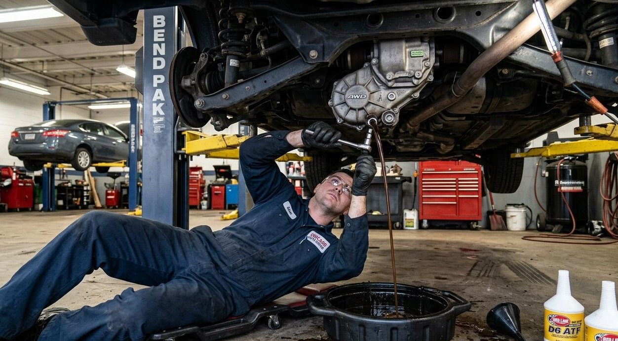 AWD transfer unit underbody inspection for Volvo XC90 repair plan